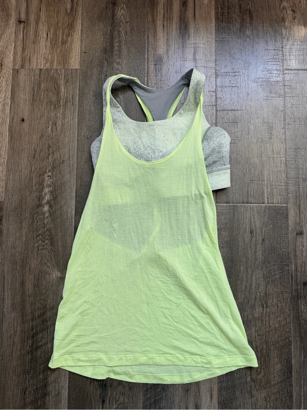 lululemon athletica Light Green Racerback Tank with Gray Sports Bra